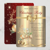 Gouden Ballen, Boog, Rendier Kerstfeest Kaart (Voorkant / Achterkant)