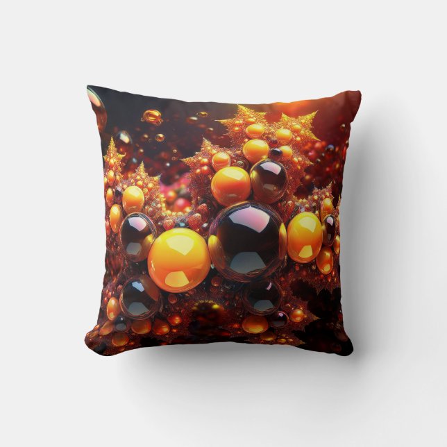 Gouden Ballen en Sterren Fractal Kussen (Voorkant)