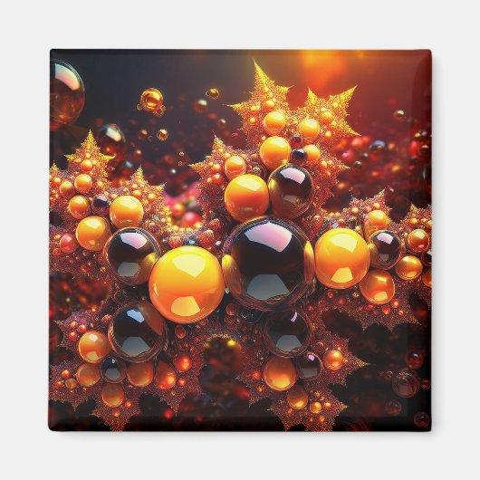 Gouden Ballen en Sterren Fractal Magneet (Voorkant)