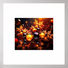 Gouden Ballen en Sterren Fractal Poster