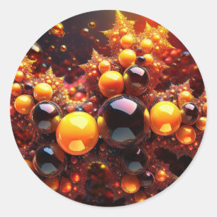 Gouden Ballen en Sterren Fractal Ronde Sticker