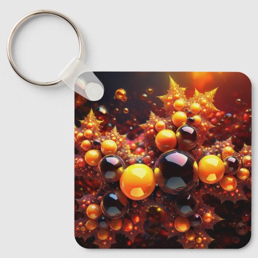 Gouden Ballen en Sterren Fractal Sleutelhanger (Voorkant)