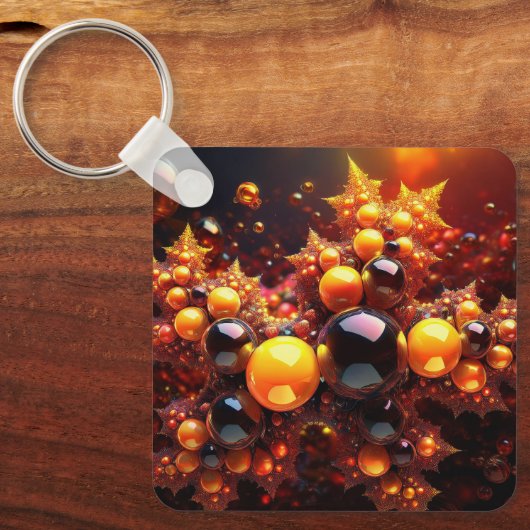 Gouden Ballen en Sterren Fractal Sleutelhanger (Voorkant)