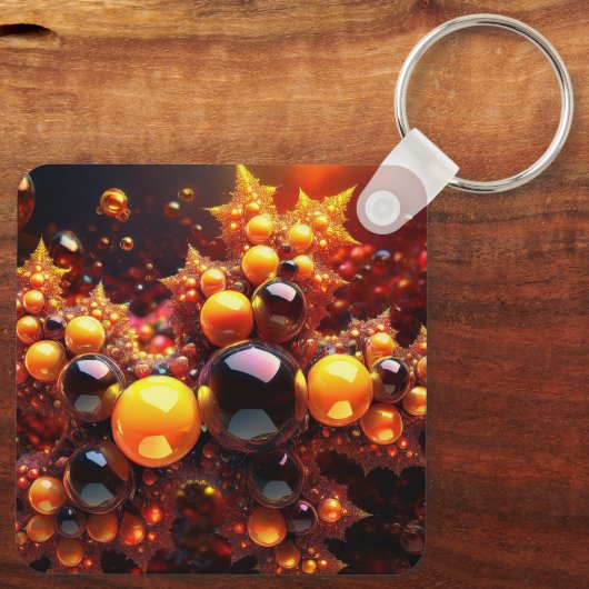 Gouden Ballen en Sterren Fractal Sleutelhanger (Achterkant)