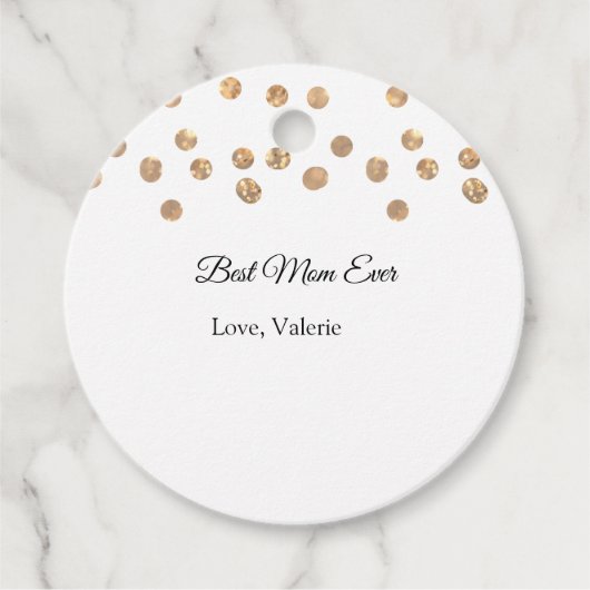 Gouden ballen glitter beste moeder ooit naam moede bedankjes labels (Voorkant)