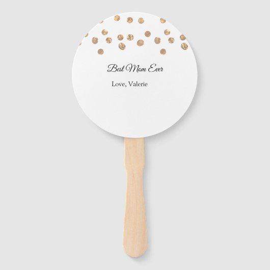 Gouden ballen glitter beste moeder ooit naam moede handwaaier (Voorkant)