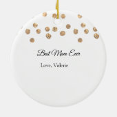 Gouden ballen glitter beste moeder ooit naam moede keramisch ornament (Achterkant)