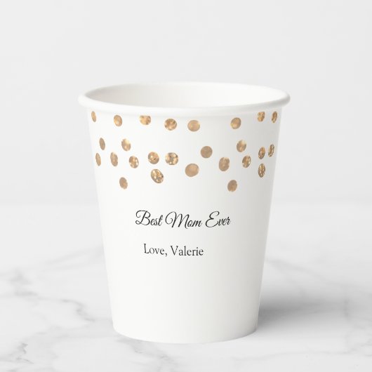 Gouden ballen glitter beste moeder ooit naam moede papieren bekers (Voorkant)