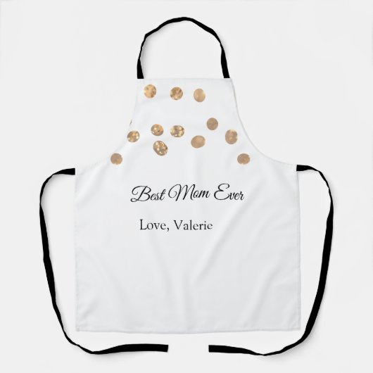 Gouden ballen glitter beste moeder ooit naam moede schort (Voorkant)