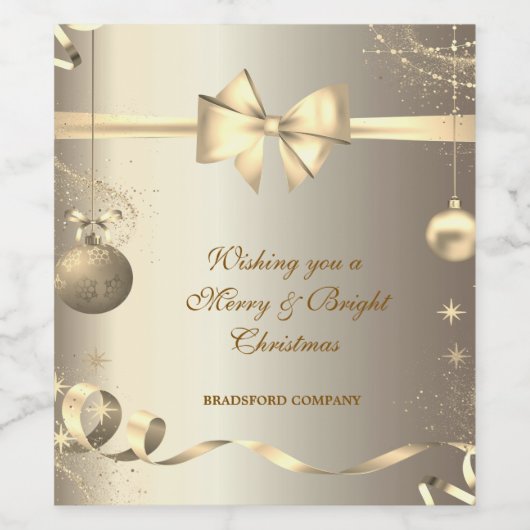 Gouden Ballen Snowflakes Sterren Boog Bedrijfsfees Wijn Etiket (Enkel label)