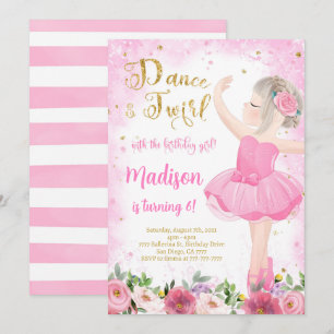 Gouden Ballerina Uitnodiging 