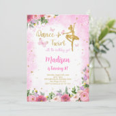 Gouden Ballerina uitnodiging (Staand voorkant)