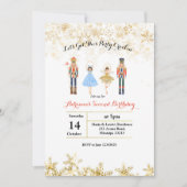 Gouden Ballet Kerstmis Glitter Verjaardag Uitnodig Kaart (Voorkant)