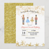 Gouden Ballet Kerstmis Glitter Verjaardag Uitnodig Kaart (Voorkant / Achterkant)