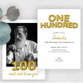 Gouden ballon 100e verjaardag foto uitnodigen kaart