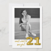 Gouden ballon 21e verjaardag foto uitnodigen kaart (Achterkant)