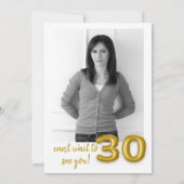 Gouden ballon 30e verjaardag foto uitnodigen kaart (Achterkant)