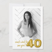 Gouden ballon 40e verjaardag foto uitnodigen kaart (Achterkant)