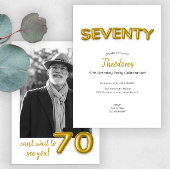 Gouden ballon 70e verjaardag foto uitnodigen kaart