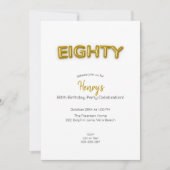 Gouden ballon 80e verjaardag foto uitnodigen kaart (Voorkant)