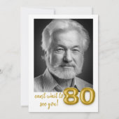Gouden ballon 80e verjaardag foto uitnodigen kaart (Achterkant)