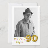 Gouden ballon 90e verjaardag foto uitnodigen kaart (Achterkant)