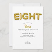 Gouden ballon achtste verjaardag foto uitnodigen kaart (Voorkant)