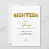 Gouden ballon achttiende verjaardag foto uitnodige kaart (Voorkant)