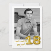 Gouden ballon achttiende verjaardag foto uitnodige kaart (Achterkant)