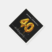 Gouden ballon Black 40e verjaardagsfeestje Servet (Hoek)