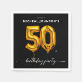 Gouden ballon Black 50ste verjaardagsfeest Servet (Voorkant)