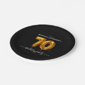 Gouden ballon Black 70e verjaardagsfeest Papieren Bordje (Gekanteld)