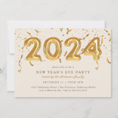 Gouden ballon Confetti 2024 Nieuwjaarsfeest Kaart (Voorkant)