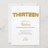 Gouden ballon dertiende verjaardag foto uitnodigen kaart (Voorkant)