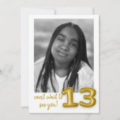 Gouden ballon dertiende verjaardag foto uitnodigen kaart (Achterkant)