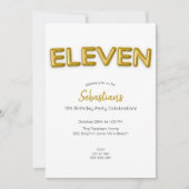 Gouden ballon Elfde verjaardag foto uitnodigen Kaart (Voorkant)