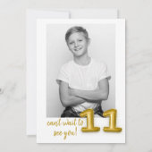 Gouden ballon Elfde verjaardag foto uitnodigen Kaart (Achterkant)