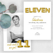 Gouden ballon Elfde verjaardag foto uitnodigen Kaart