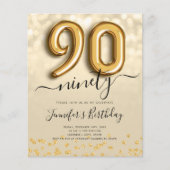 Gouden ballon Glitter 90ste Verjaardagsfeestje Uit Flyer (Voorkant)