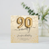 Gouden ballon Glitter 90ste Verjaardagsfeestje Uit Kaart (Staand voorkant)
