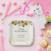 Gouden ballon Happy Retirement Papieren Bordje (Feest)