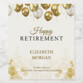 Gouden ballon Happy Retirement Wijn Etiket (Enkel label)