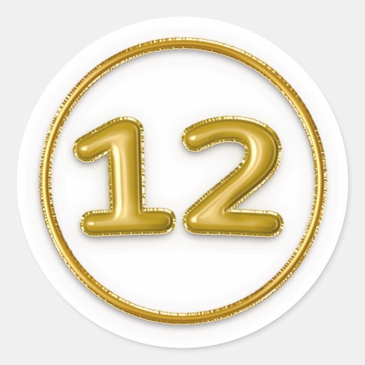Gouden ballon nummer 12 ronde Sticker (Voorkant)