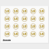 Gouden ballon nummer 15 ronde Sticker (Vel)