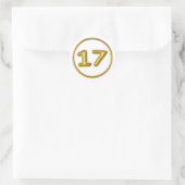 Gouden ballon nummer 17 ronde sticker (Tas)