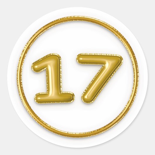 Gouden ballon nummer 17 ronde sticker (Voorkant)