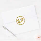 Gouden ballon nummer 17 ronde sticker (Envelop)