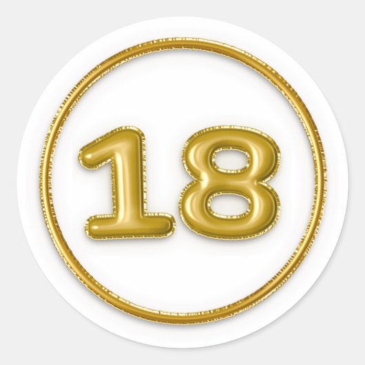 Gouden ballon nummer 18 ronde Sticker (Voorkant)