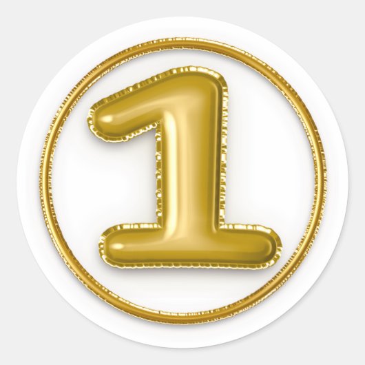 Gouden ballon nummer 1 ronde sticker (Voorkant)