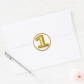 Gouden ballon nummer 1 ronde sticker (Envelop)
